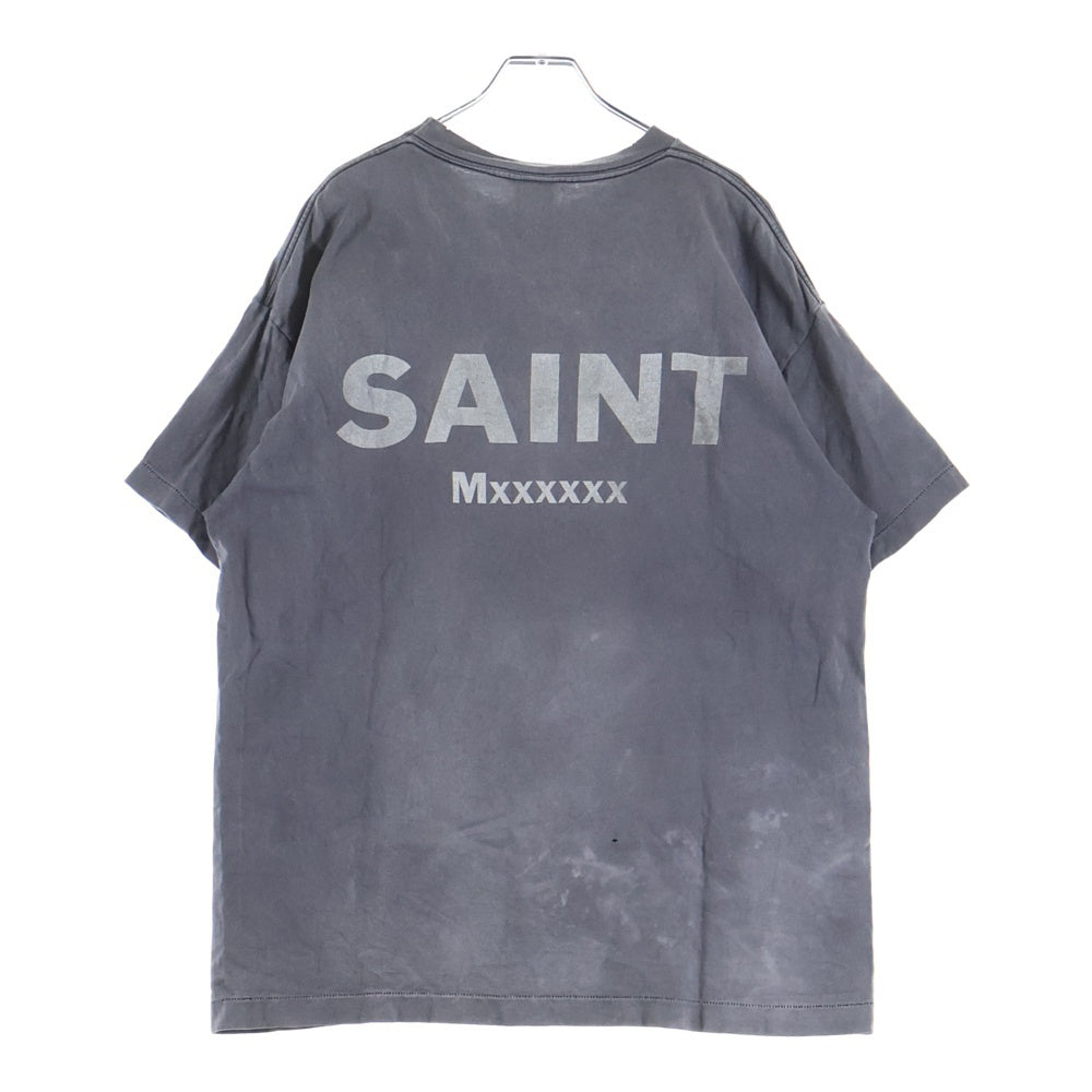 SAINT MICHAEL(セントマイケル) 24SS ×EVANGELION EV SS TEE NEON GNSIS エヴァンゲリオン ダメージ加工 半袖Tシャツ グレー SM-YS8-0000-C24