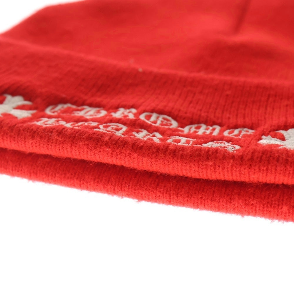 CHROME HEARTS(クロムハーツ) WATCH CAP ワッチキャップ ロゴ刺繍 ニットビーニー ニット帽 帽子 レッド