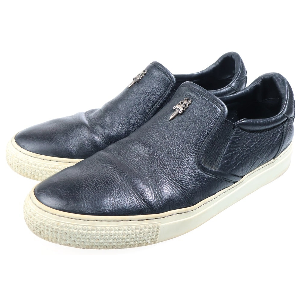 CHROME HEARTS(クロムハーツ) SLIP ON CHプラスレザーパッチ ダガー スリッポン ローカットシューズ ブラック