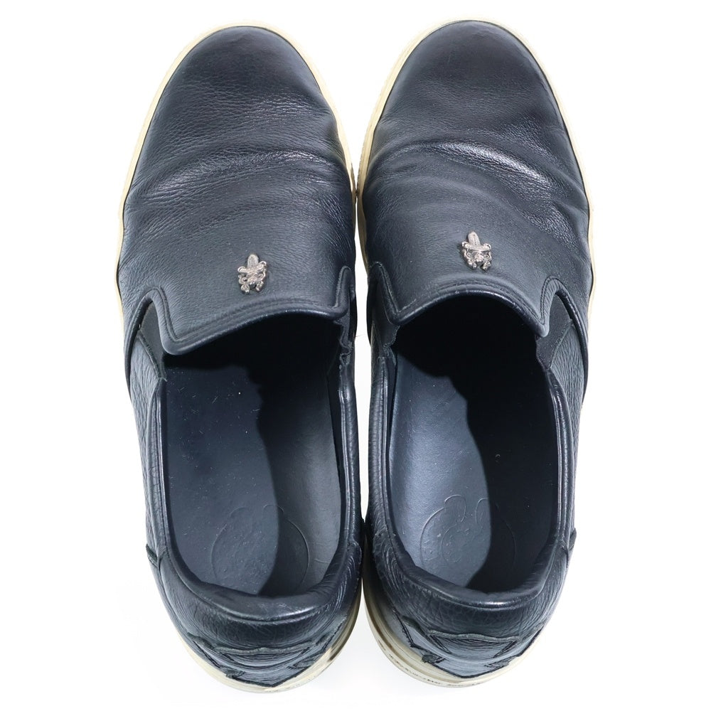 CHROME HEARTS(クロムハーツ) SLIP ON CHプラスレザーパッチ ダガー スリッポン ローカットシューズ ブラック