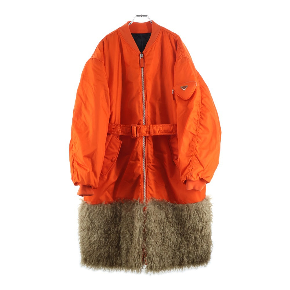 PRADA(プラダ) Re-Nylon MA-1 リナイロン トライアングルロゴ 裏地キルティングボンバージャケット オレンジ SG0094