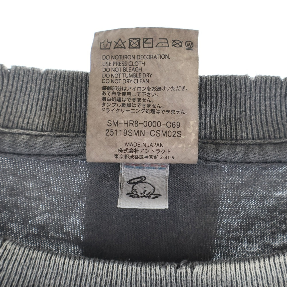 SAINT MICHAEL(セントマイケル) 25SS ×NEIGHBORHOOD STHD SS TEE HOOD ×ネイバーフッド フロントプリント半袖Tシャツ 半袖カットソー グレー SM-HR8-0000-C69