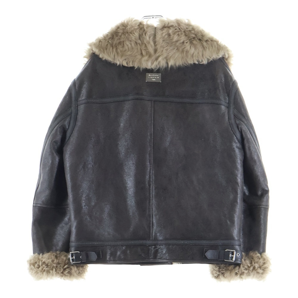 Acne Studios(アクネ ストゥディオズ) バックロゴプレート ダブルブレスト レザーシアリングジャケット ブラウン レディース FN-WN-LEAT000402