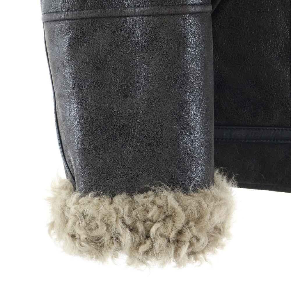 Acne Studios(アクネ ストゥディオズ) バックロゴプレート ダブルブレスト レザーシアリングジャケット ブラウン レディース FN-WN-LEAT000402