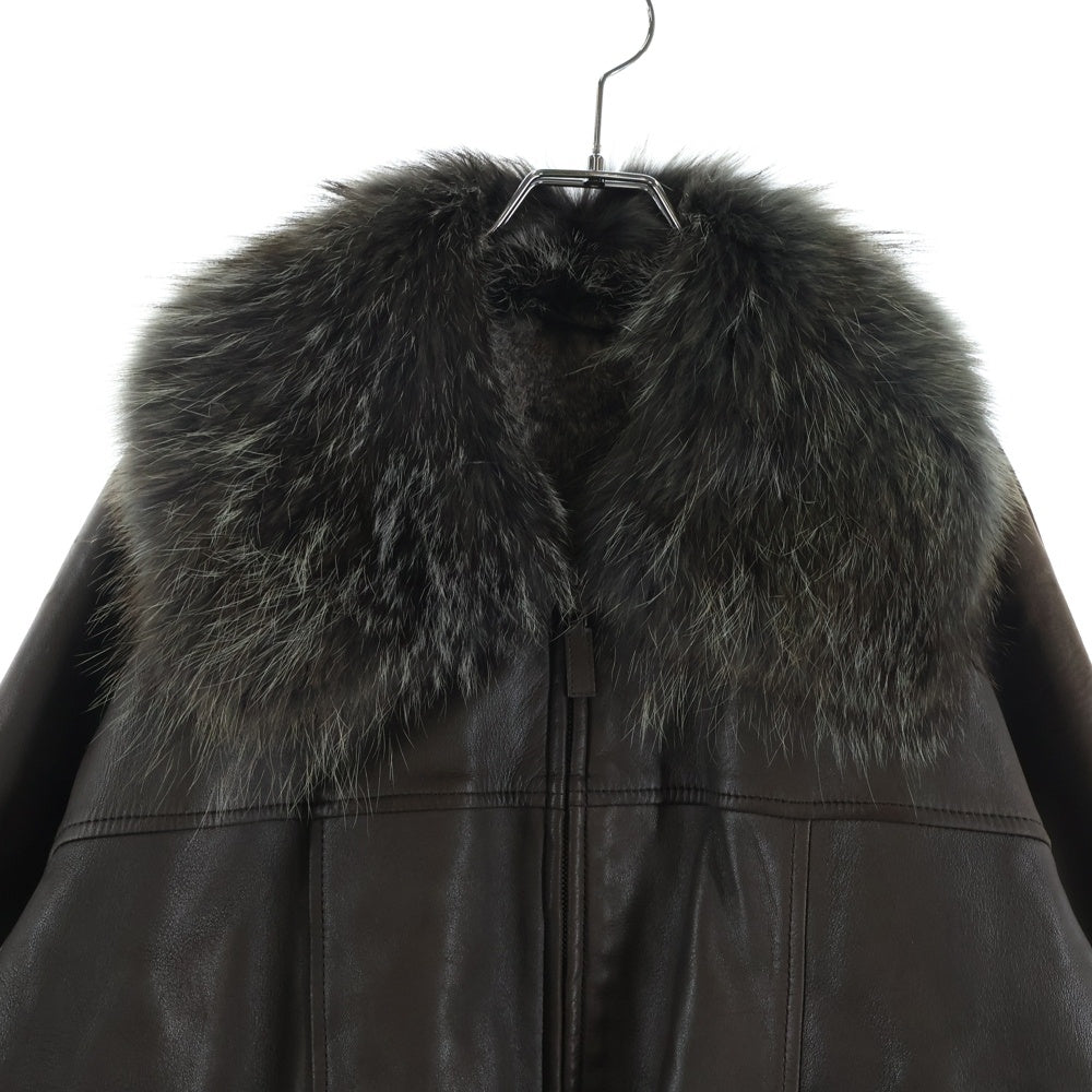 GUCCI(グッチ) TOM FORD期 Leather Jacket トムフォード期 裏地ラビット ラムレザージャケット ブラウン 116466 XM067