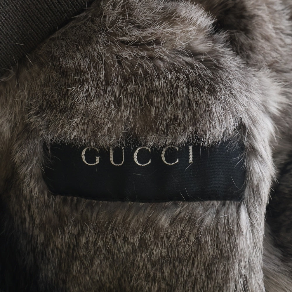 GUCCI(グッチ) TOM FORD期 Leather Jacket トムフォード期 裏地ラビット ラムレザージャケット ブラウン 116466 XM067