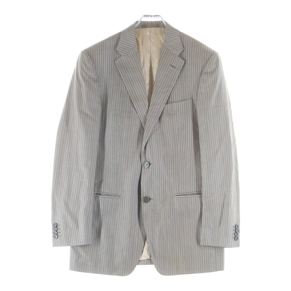 VERSACE(ヴェルサーチ) Set Up Suit ストライプ シルク混 ウールテーラードジャケット ストライプ パンツ グレー CTX546002