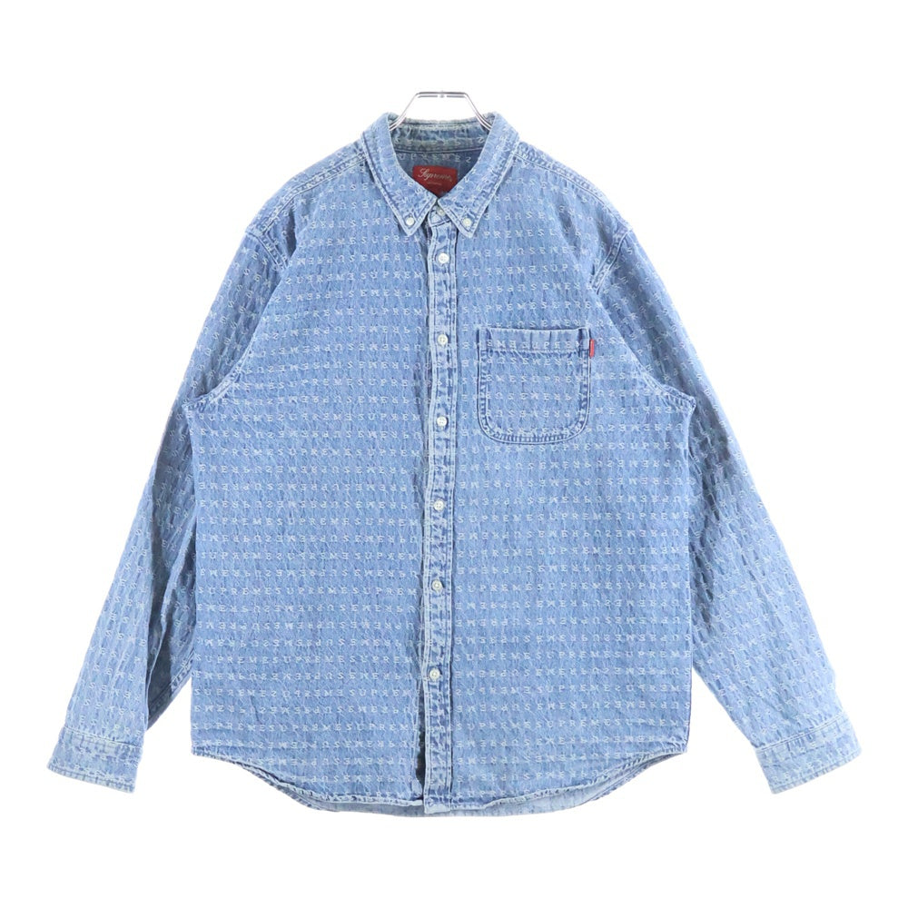 SUPREME(シュプリーム) 20SS Jacquard Logos Denim Shirt ジャガードロゴ デニム 長袖シャツ インディゴ