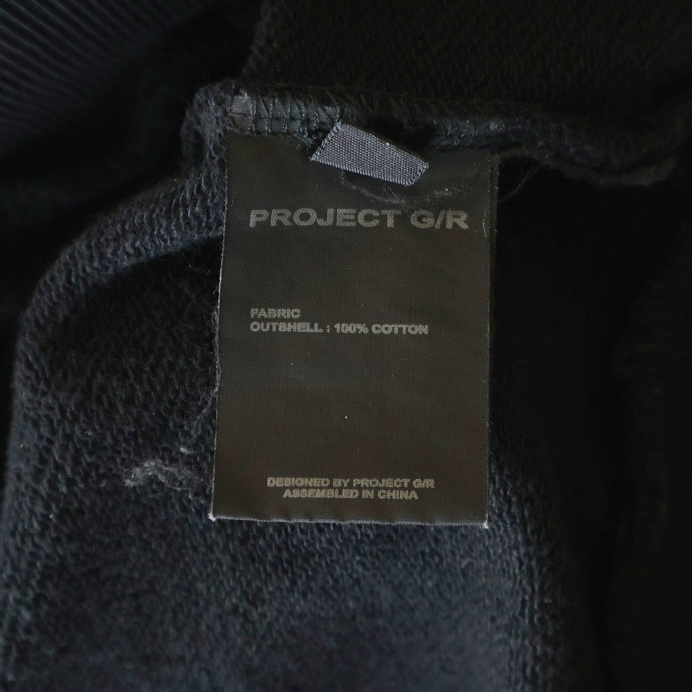 PROJECT G/R(プロジェクトジーアール) RECONSTRUCTED FOLDED ZIP HOODIE 再構築 ジップアップ フーディー パーカー ブラック