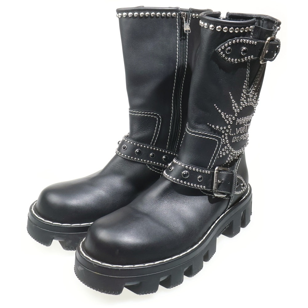LOUIS VUITTON(ルイヴィトン) 24SS Enginner Boots チェッカーライン スタッズ装飾ハイカットエンジニアブーツ ハイカットシューズ ブラック
