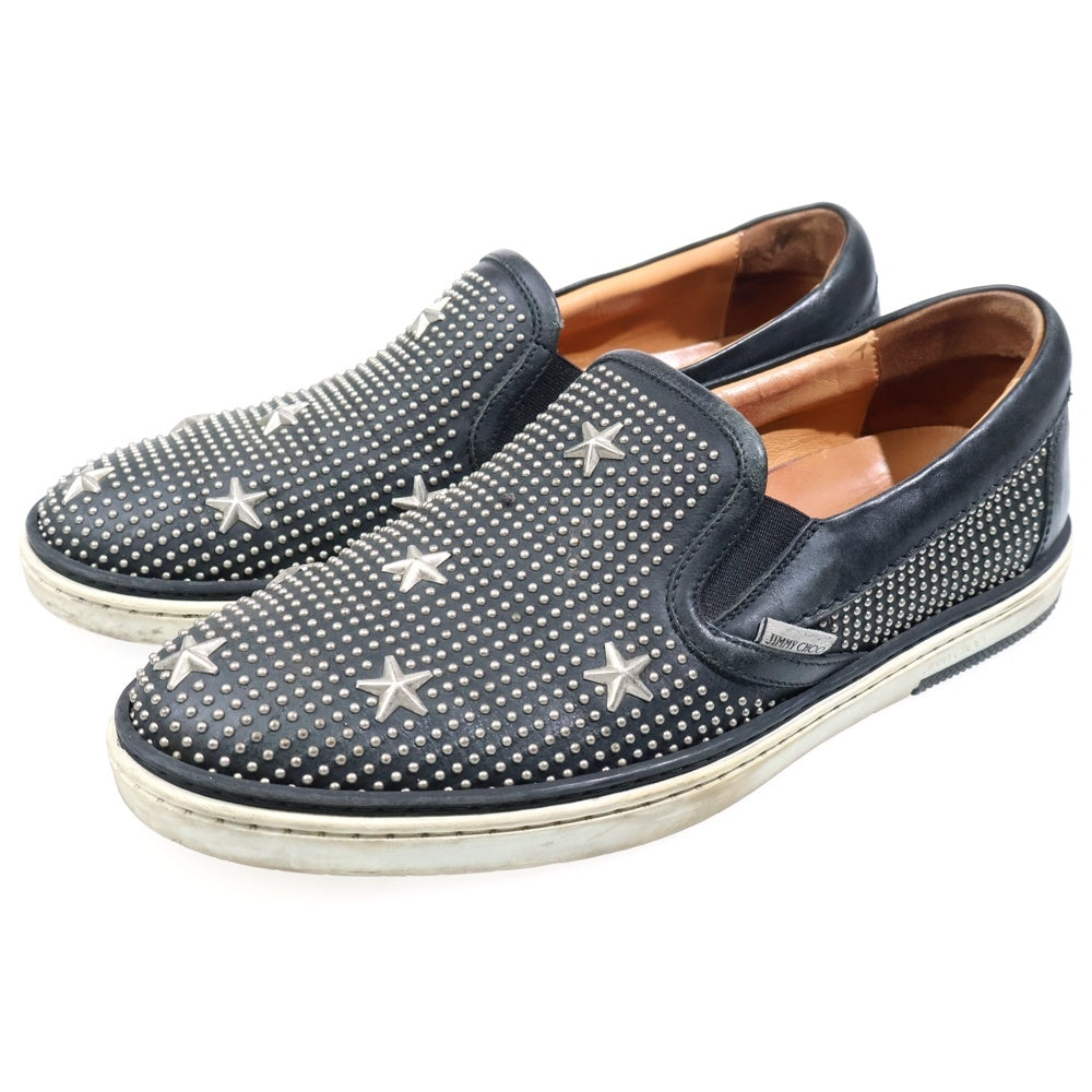JIMMY CHOO(ジミーチュウ) スタッズ スリッポン レザーローカットスニーカー ブラック