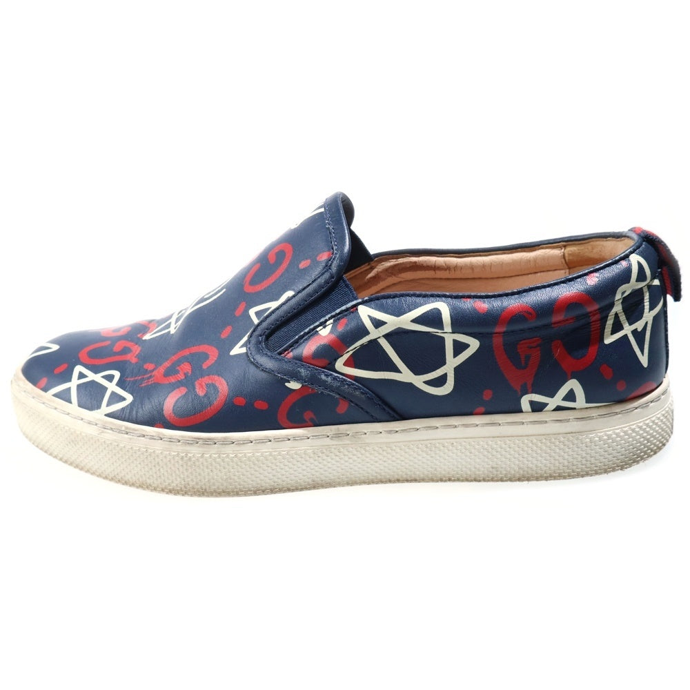 GUCCI(グッチ) ゴースト GG総柄 ローカットスニーカー スリッポン ネイビー 407364