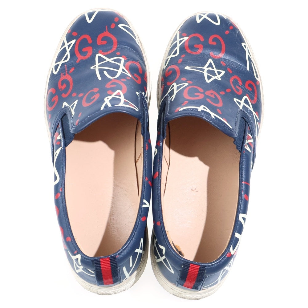 GUCCI(グッチ) ゴースト GG総柄 ローカットスニーカー スリッポン ネイビー 407364