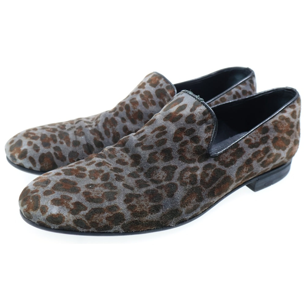 JIMMY CHOO(ジミーチュウ) レオパード スウェード ヴァンプローファー ローカットシューズ ブラック グレー