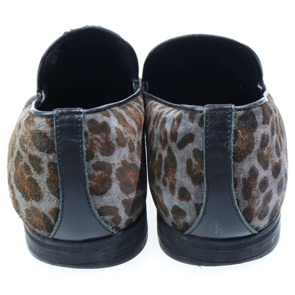 JIMMY CHOO(ジミーチュウ) レオパード スウェード ヴァンプローファー ローカットシューズ ブラック グレー