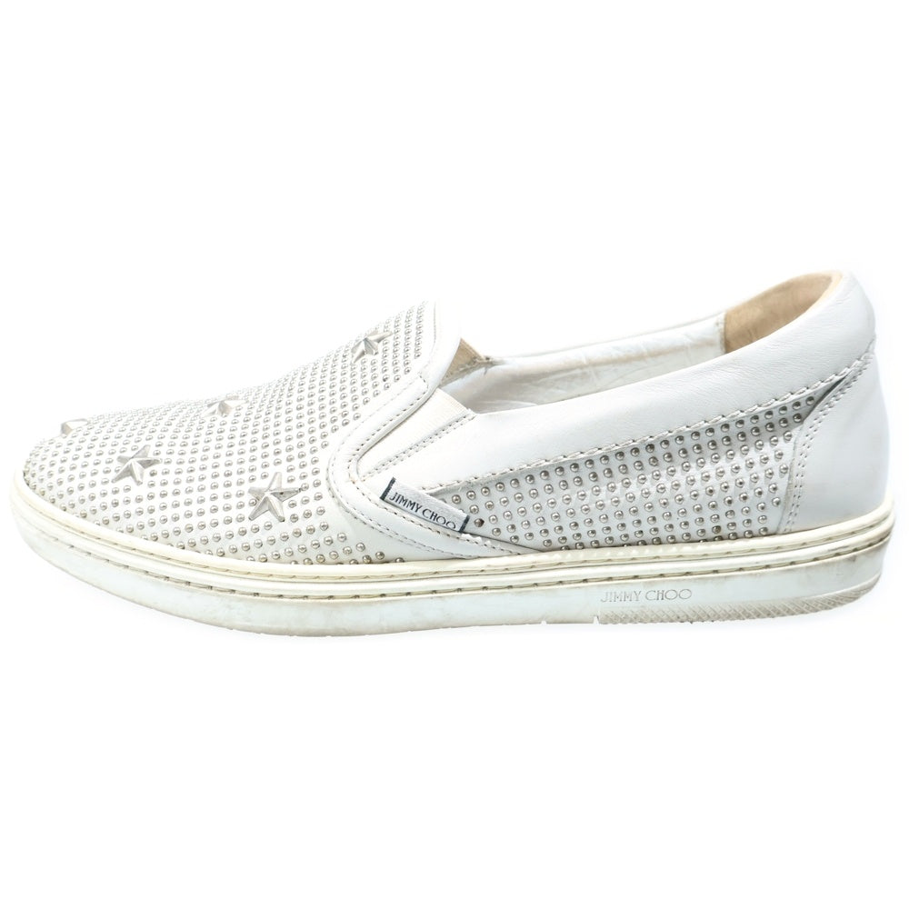 JIMMY CHOO(ジミーチュウ) スタッズ スリッポン レザーローカットスニーカー ホワイト