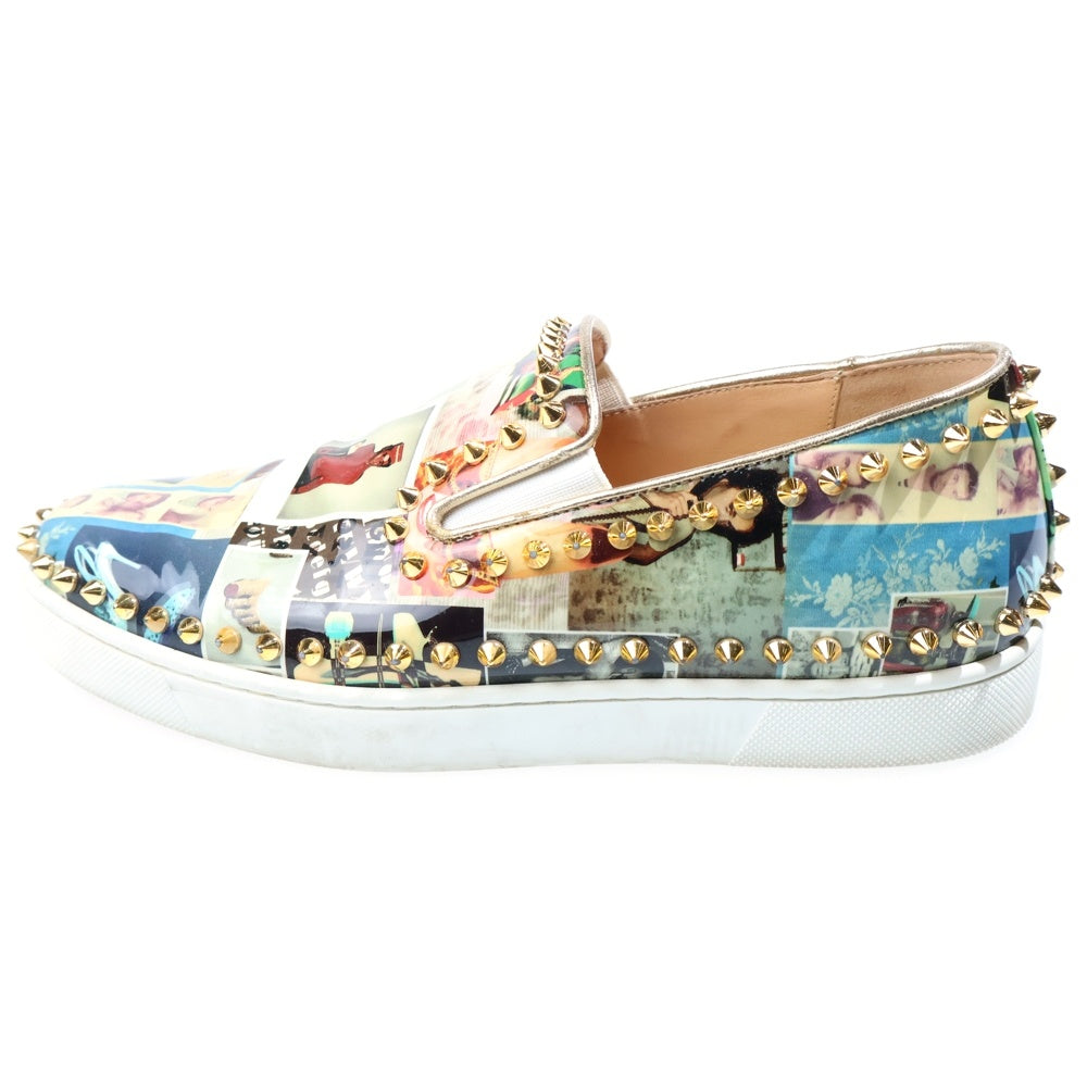 CHRISTIAN LOUBOUTIN(クリスチャンルブタン) Pik Boat パテントレザー スタッズ ローカットスニーカー マルチ
