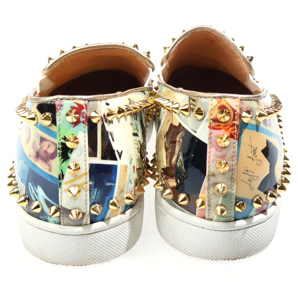 CHRISTIAN LOUBOUTIN(クリスチャンルブタン) Pik Boat パテントレザー スタッズ ローカットスニーカー マルチ