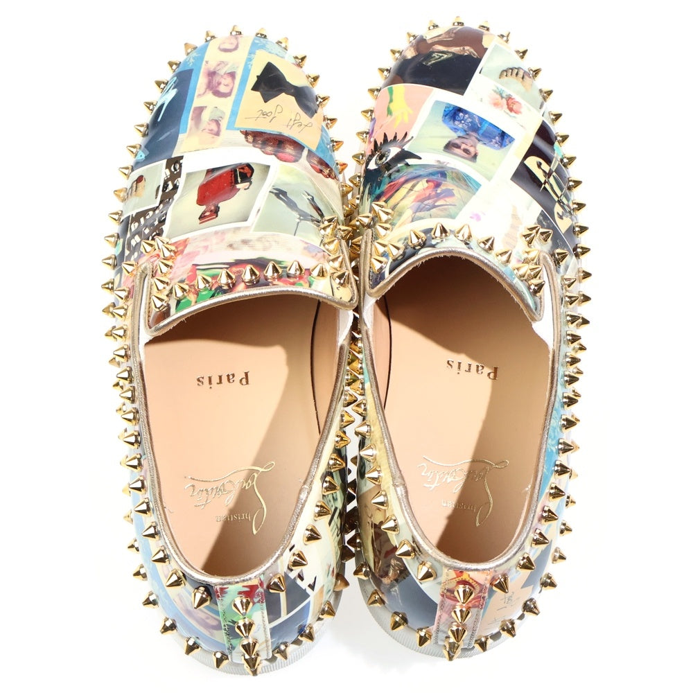 CHRISTIAN LOUBOUTIN(クリスチャンルブタン) Pik Boat パテントレザー スタッズ ローカットスニーカー マルチ