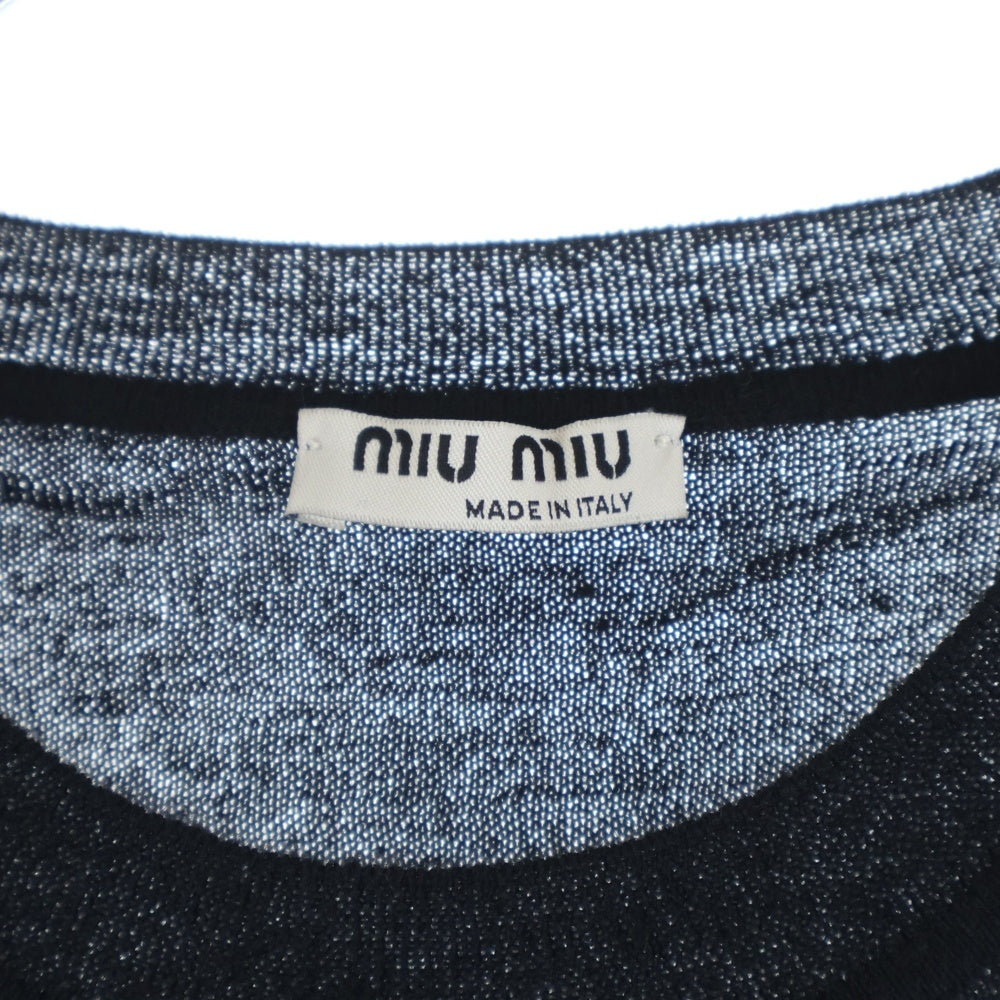 miumiu(ミュウミュウ) Silk Knit Sweater シルク混 クルーネックウールニットセーター ブラック ETC0273 レディース