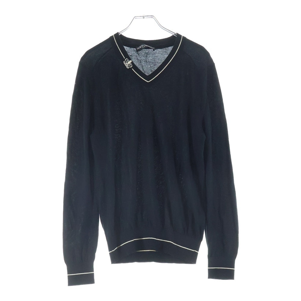 DOLCE & GABBANA(ドルチェアンドガッバーナ) カシミヤ Vネックニットセーター ブラック GQ211K F74AY