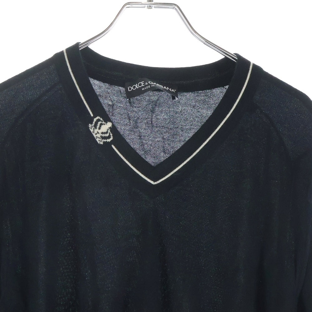 DOLCE & GABBANA(ドルチェアンドガッバーナ) カシミヤ Vネックニットセーター ブラック GQ211K F74AY