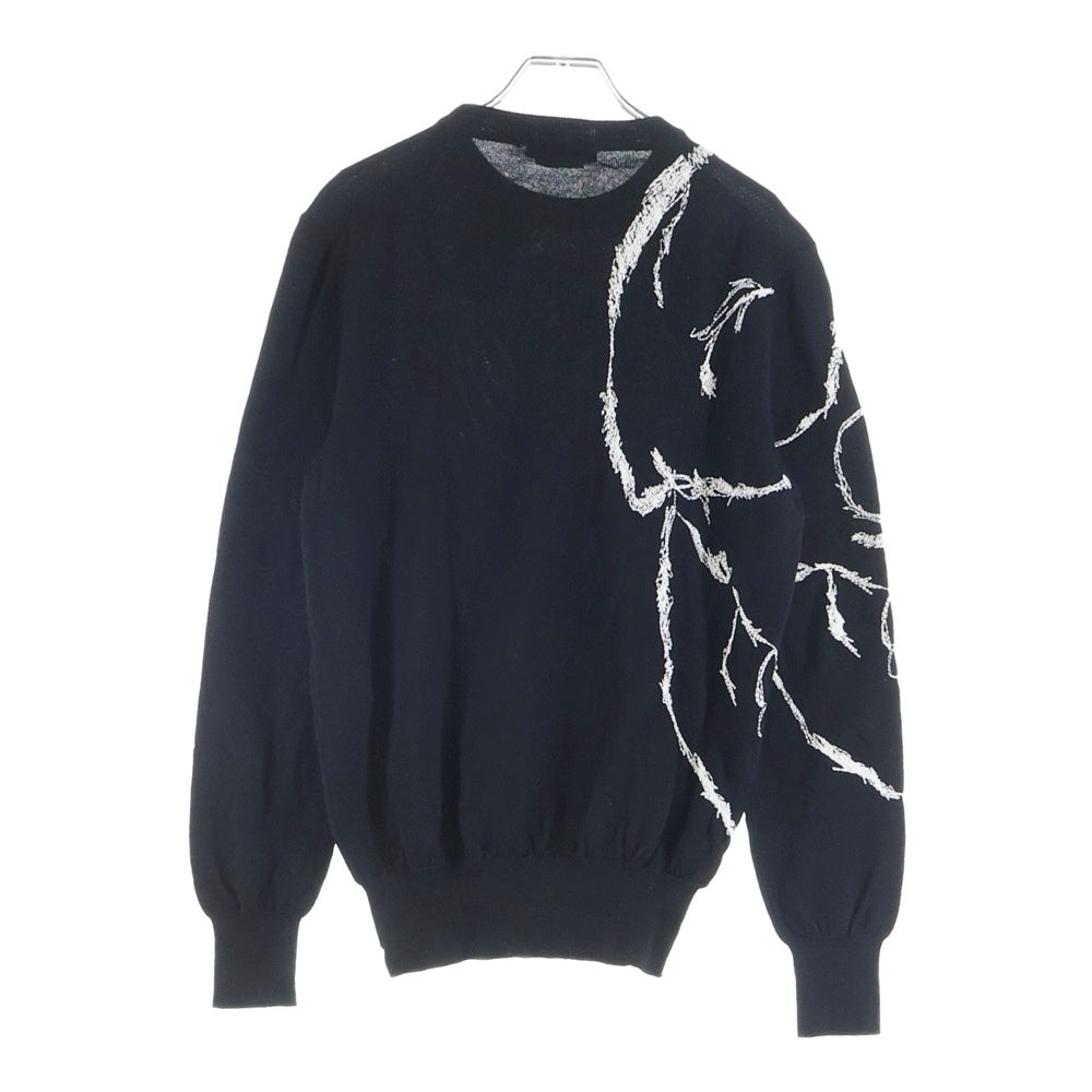 Alexander McQueen(アレキサンダーマックイーン) スカル刺繍 クルーネックニットセーター ブラック 551169 Q1WSO