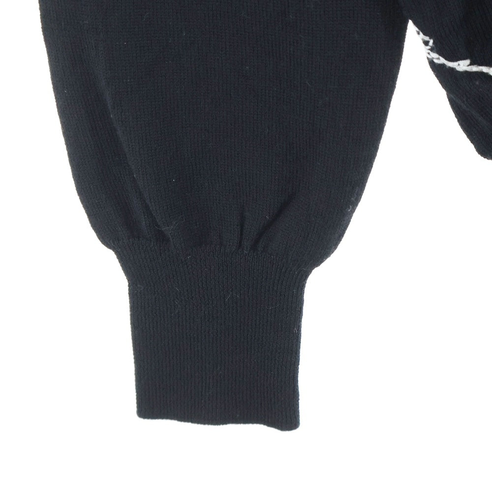 Alexander McQueen(アレキサンダーマックイーン) スカル刺繍 クルーネックニットセーター ブラック 551169 Q1WSO