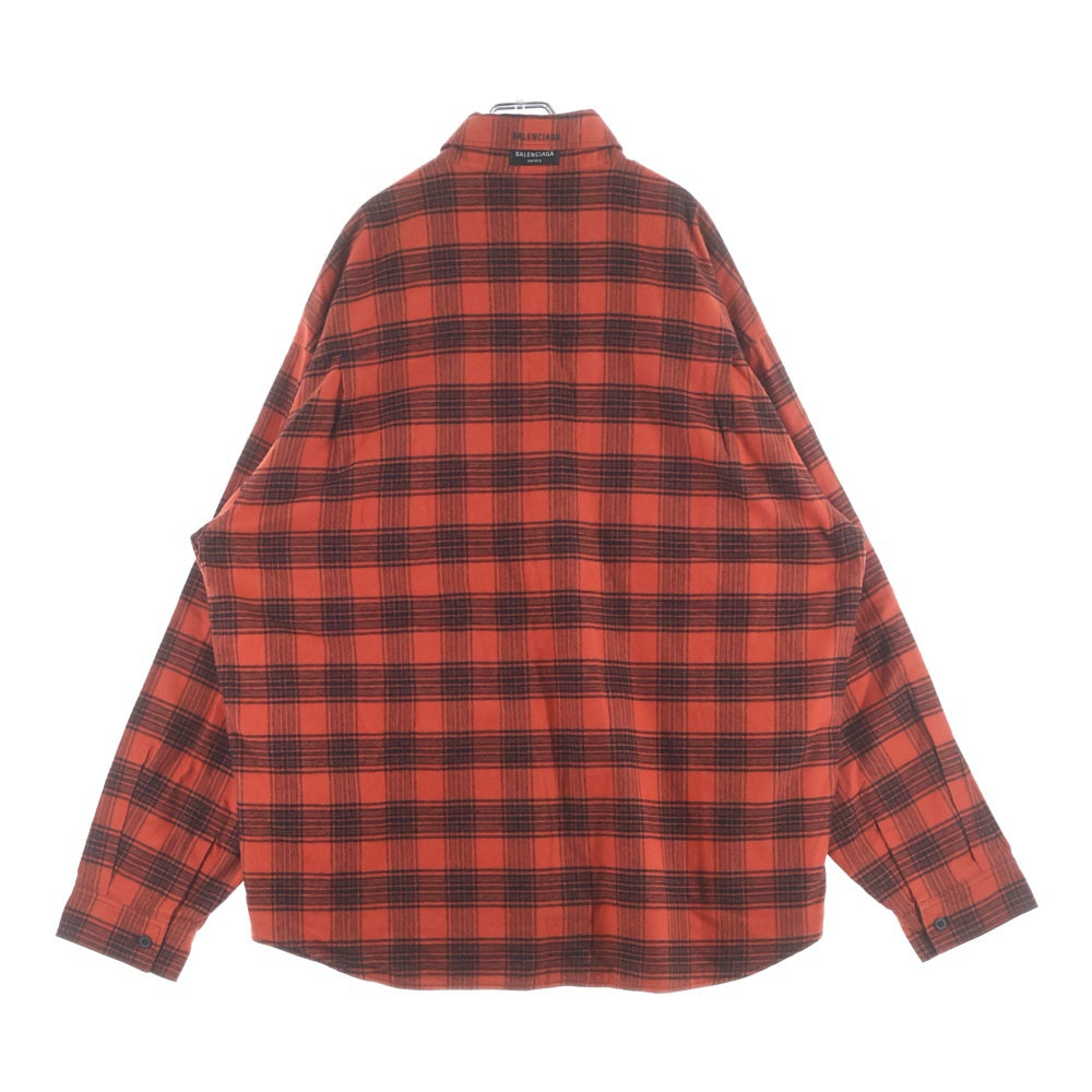 BALENCIAGA(バレンシアガ) 22AW Reversible Check Shirt リバーシブルチェック 長袖シャツ レッド 720105 TNM23