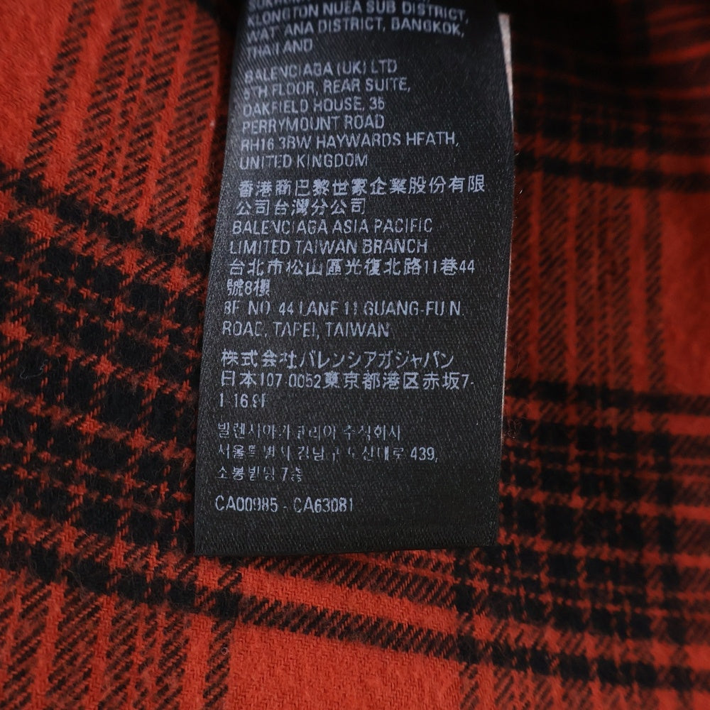 BALENCIAGA(バレンシアガ) 22AW Reversible Check Shirt リバーシブルチェック 長袖シャツ レッド 720105 TNM23