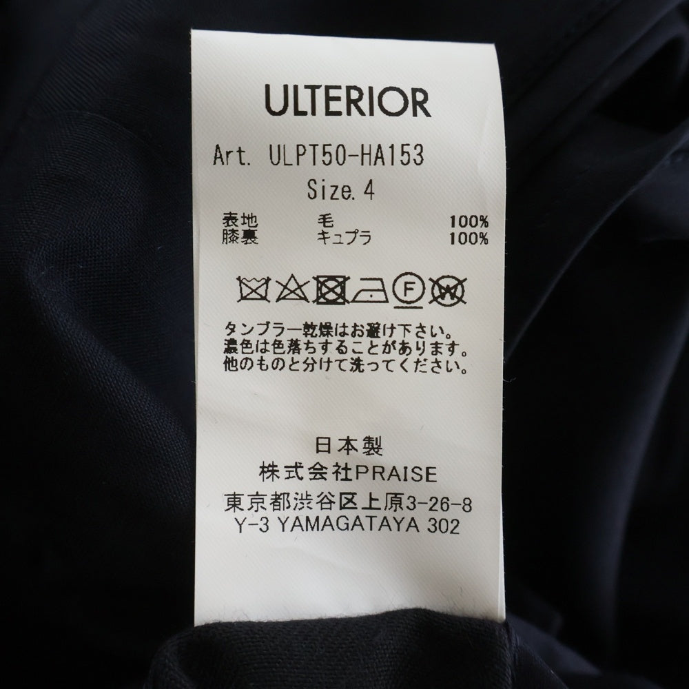 ULTERIOR(アルテリア) ULTERIOR(アルテリア) Super Fine Wool Tropical Tucked Trousers スーパーファインウールトロピカルタックトラウザーパンツ ネイビー