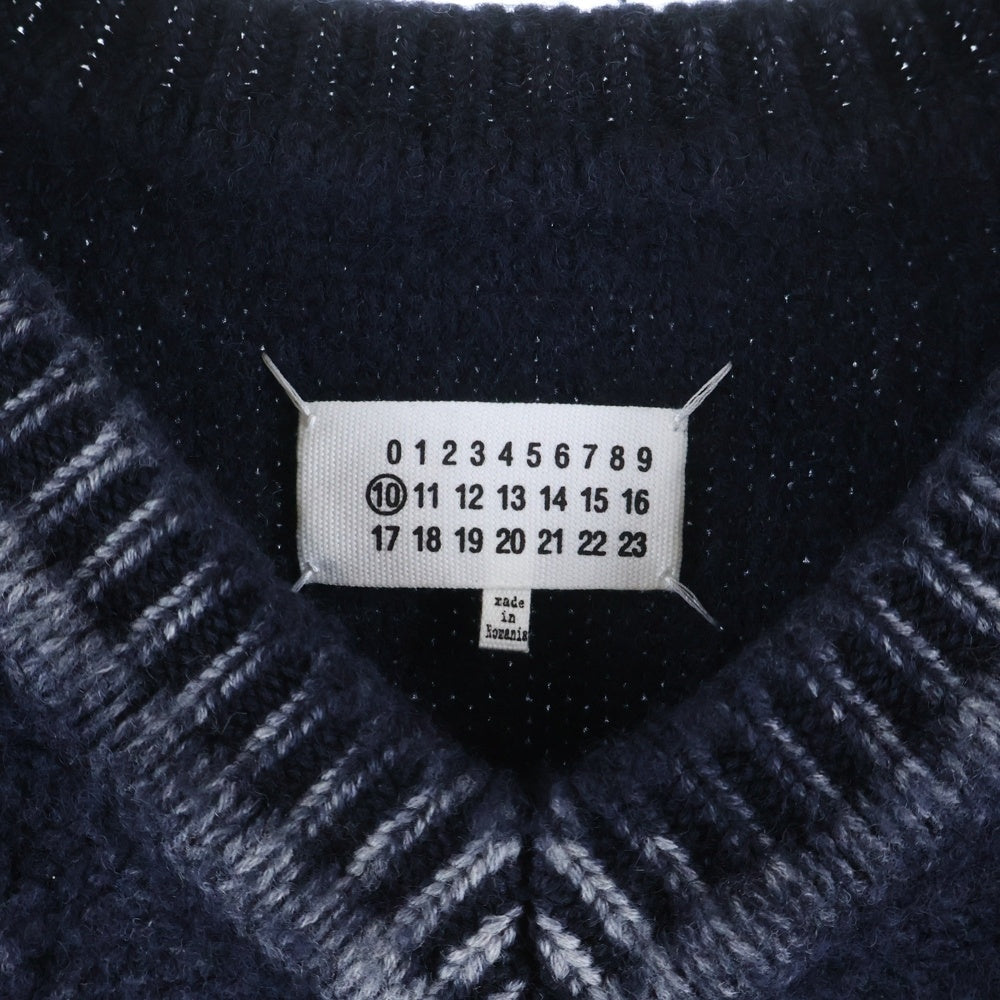 Maison Margiela(メゾンマルジェラ) 22SS V Neck Heavy Knit Sweater パッチワーク Vネック ヘビーニットセーター ネイビー S50GP0267 S17996