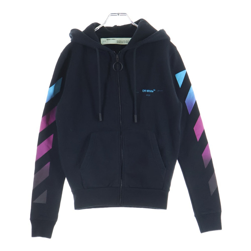 OFF-WHITE(オフホワイト) 18AW Zip Up Hoodie グラデーション ジップアップスウェットパーカー フーディー ブラック OMBE001F18192005