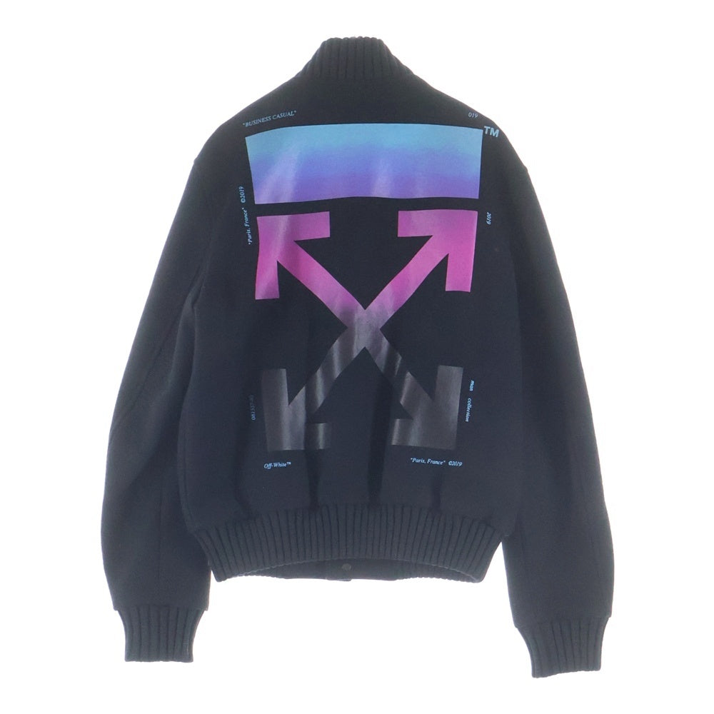 OFF-WHITE(オフホワイト) 18AW Diag Gradient Varsity Jacket グラデーションロゴ ウールヴァーシティジャケット ブラック