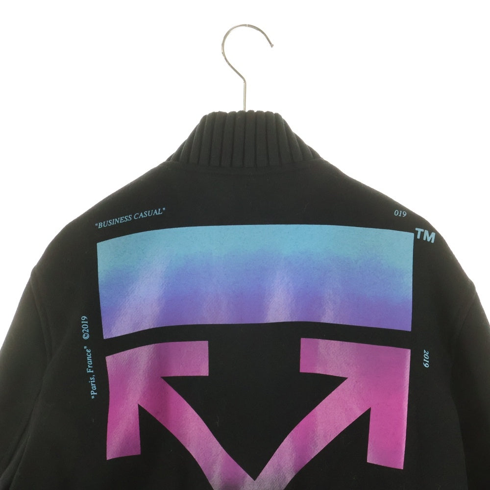OFF-WHITE(オフホワイト) 18AW Diag Gradient Varsity Jacket グラデーションロゴ ウールヴァーシティジャケット ブラック