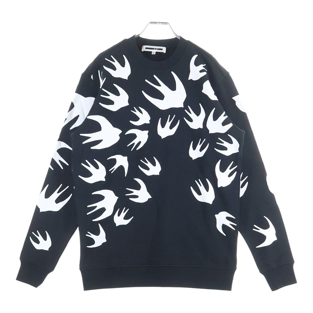 Alexander McQueen(アレキサンダーマックイーン) Swallow Print Long Sleeve Sweatshirt スワロープリント クルーネックスウェットトレーナー ブラック545415 RLT72