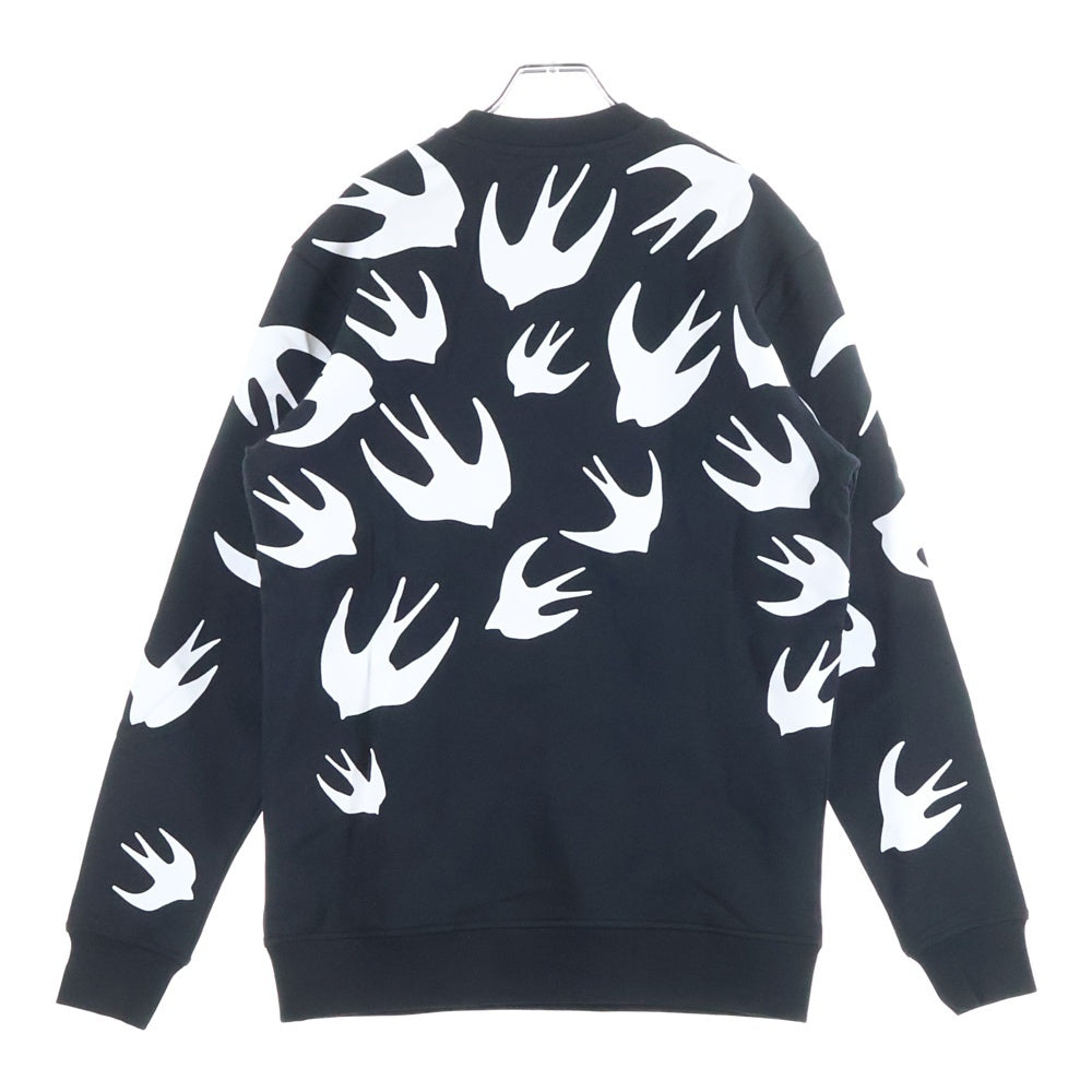 Alexander McQueen(アレキサンダーマックイーン) Swallow Print Long Sleeve Sweatshirt スワロープリント クルーネックスウェットトレーナー ブラック545415 RLT72