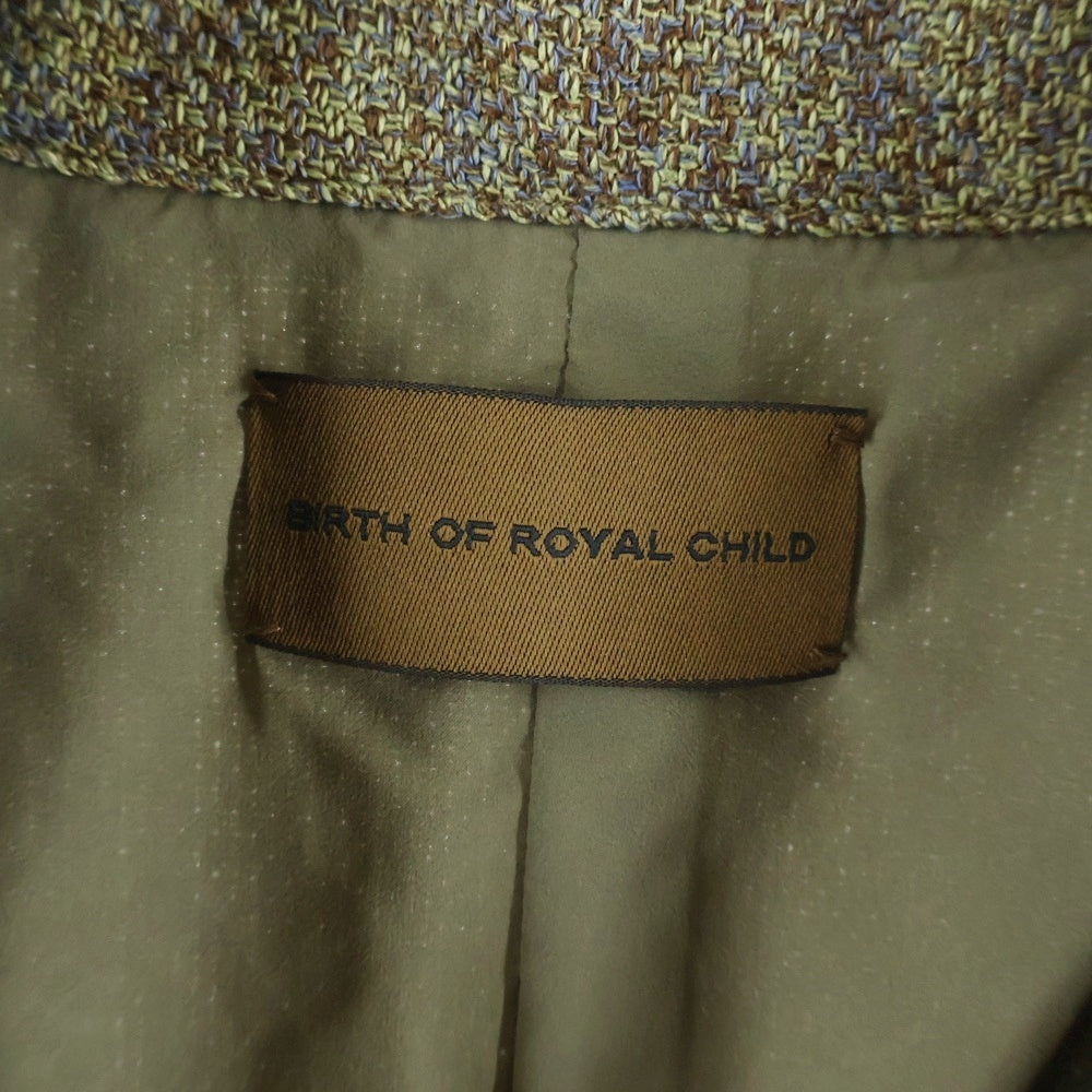 BIRTH OF ROYAL CHILD(バースオブロイヤルチャイルド) Diamond Floral Knit パール装飾 長袖ツイードシャツ ベージュ