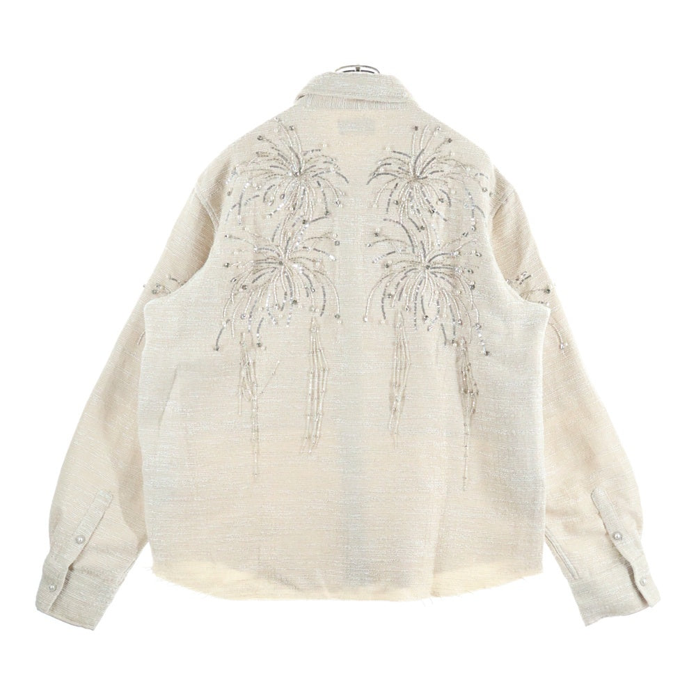 BIRTH OF ROYAL CHILD(バースオブロイヤルチャイルド) Fireworks Shirt パール スパンコール装飾 長袖シャツ ベージュ
