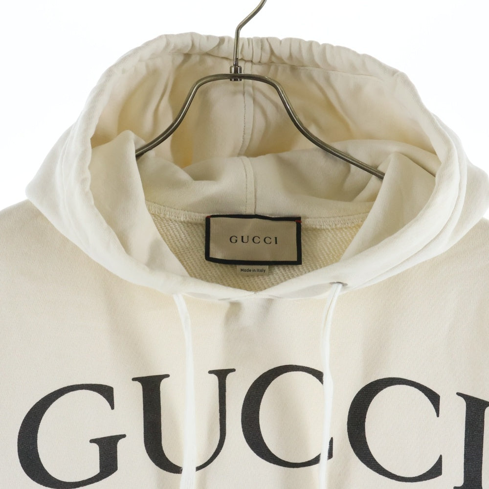 GUCCI(グッチ) Interlocking G Hooded Sweatshirt インターロッキングG ロゴプリント プルオーバースウェットパーカー フーディー アイボリー 475374 X3Q25