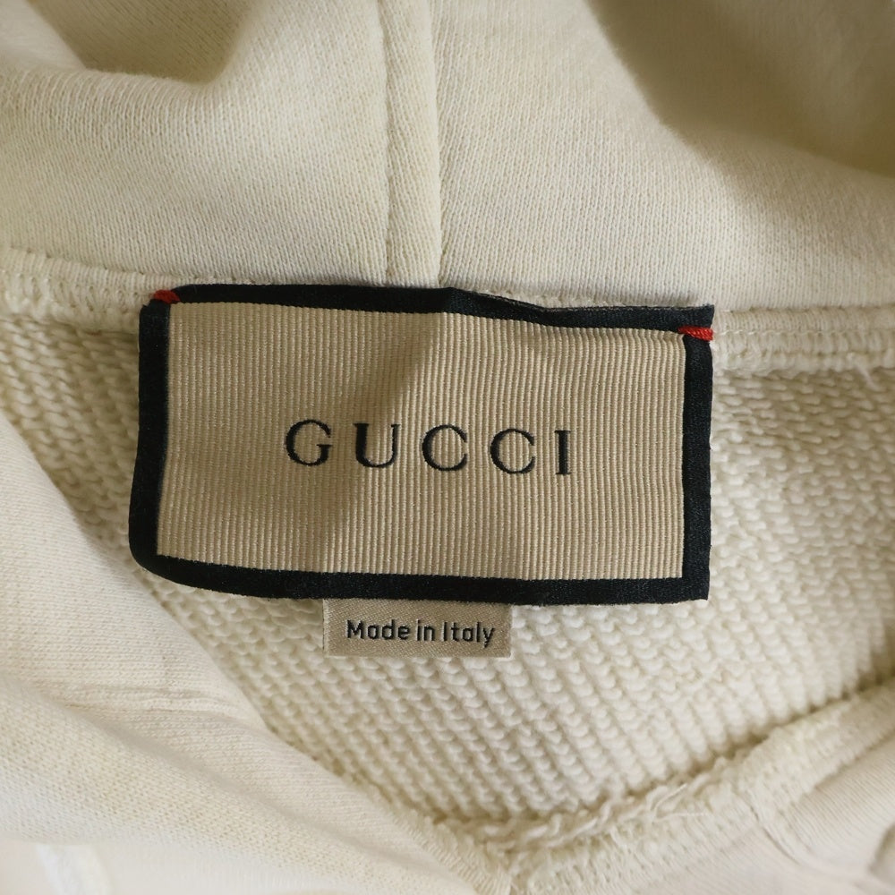 GUCCI(グッチ) Interlocking G Hooded Sweatshirt インターロッキングG ロゴプリント プルオーバースウェットパーカー フーディー アイボリー 475374 X3Q25