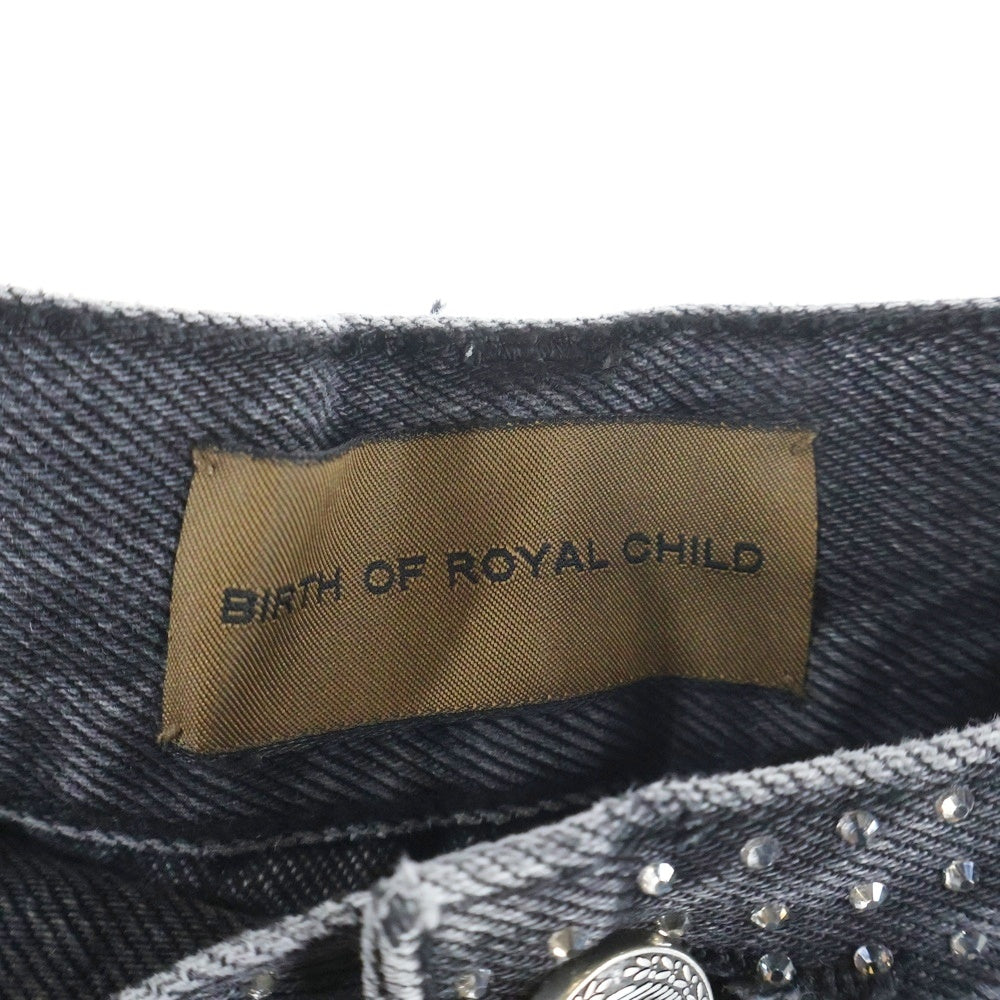 BIRTH OF ROYAL CHILD(バースオブロイヤルチャイルド) 20K Diamond Stellar Denim Pants スパンコール装飾 デニムパンツ グレー
