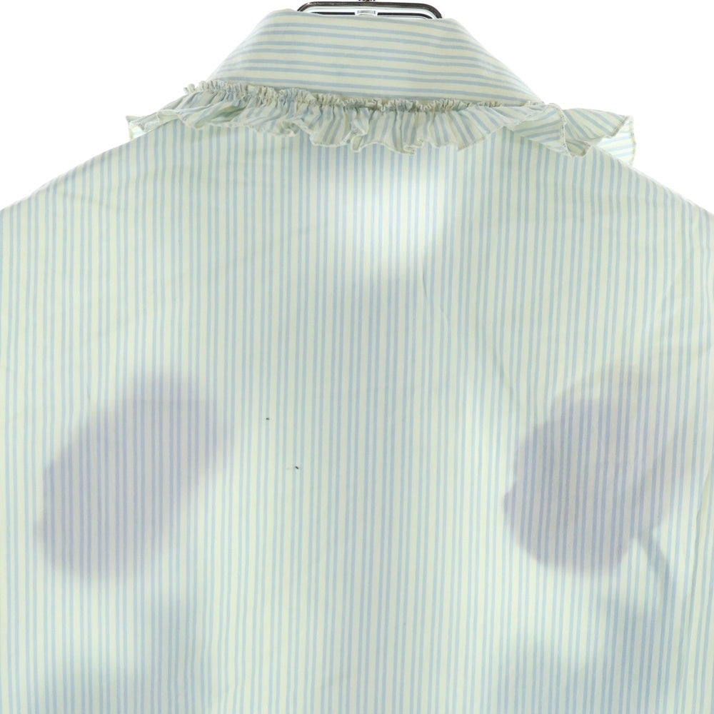 GUCCI(グッチ) Flower Embroidery Shirt ストライプ 花柄刺繍 長袖シャツ ブラウス ブルー レディース 497747 Z310F