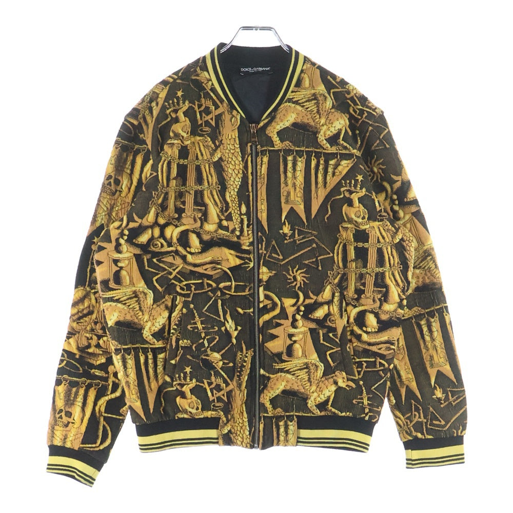 DOLCE & GABBANA(ドルチェアンドガッバーナ) Knit Jacket 総柄ニットジャケット ブルゾン イエロー G39XTX FURBG