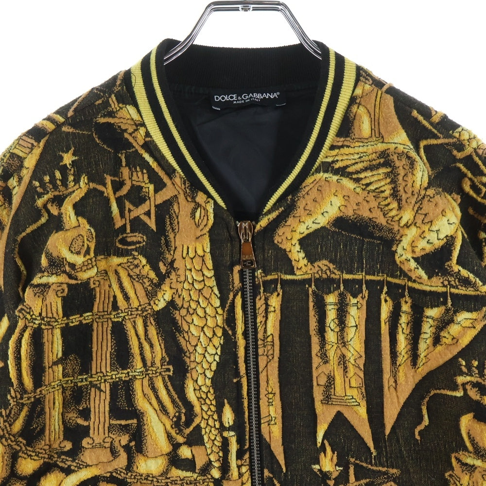 DOLCE & GABBANA(ドルチェアンドガッバーナ) Knit Jacket 総柄ニットジャケット ブルゾン イエロー G39XTX FURBG