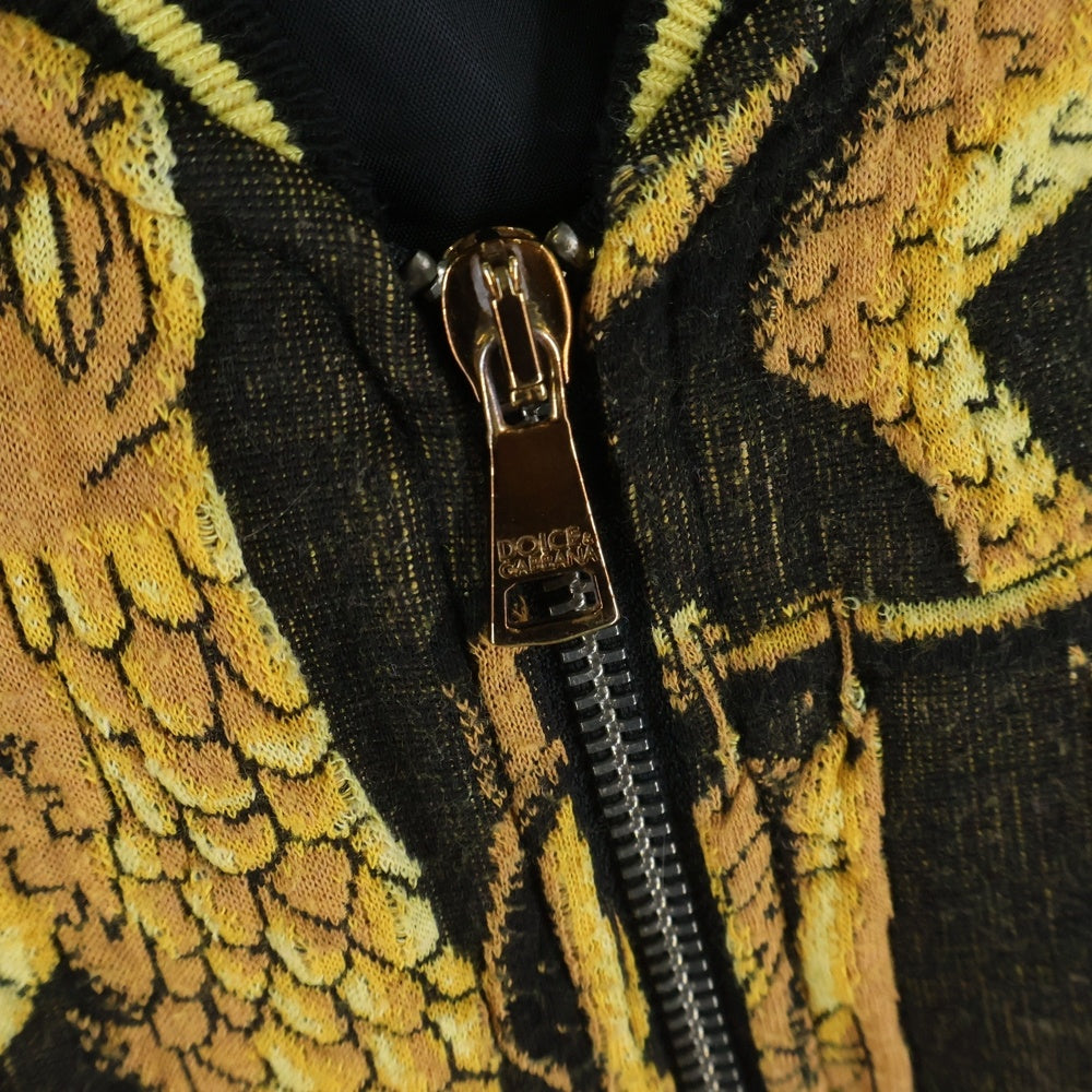 DOLCE & GABBANA(ドルチェアンドガッバーナ) Knit Jacket 総柄ニットジャケット ブルゾン イエロー G39XTX FURBG