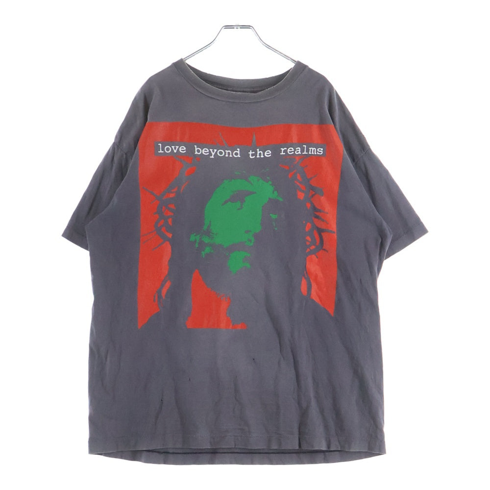 SAINT MICHAEL(セントマイケル) 24SS ×Kosuke Kawamura KK SS TEE LOVE BEYOND ダメージ加工 半袖Tシャツ グレー SM-YS8-0000-C23