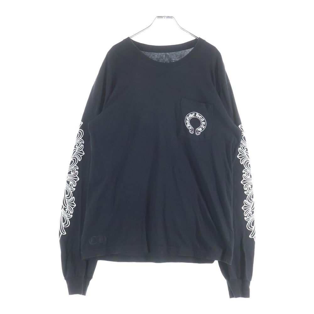CHROME HEARTS(クロムハーツ) CH L/S T-SHIRT アームフローラル バックホースシュープリント 長袖Tシャツ ロンT ブラック