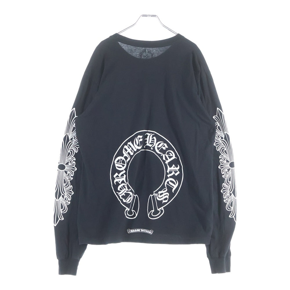 CHROME HEARTS(クロムハーツ) CH L/S T-SHIRT アームフローラル バックホースシュープリント 長袖Tシャツ ロンT ブラック