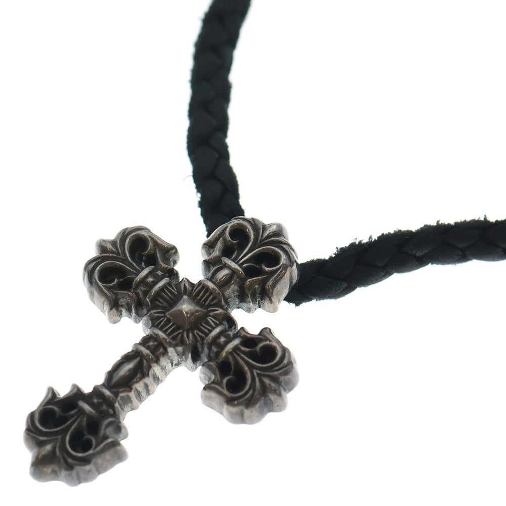 CHROME HEARTS(クロムハーツ) FILIG CROSS-XSM LB フィリグリー クロス レザーブレイド ネックレス シルバー